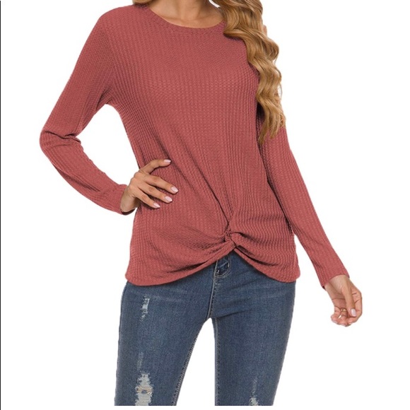 NWT Beautiful Fall Waffle Knot Top - Picture 2 of 4
